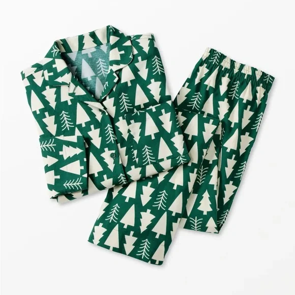 ⚡️Like-New⚡️Hanna Andersson Green and White Flannel Pajama Set - Picture 2 of 8